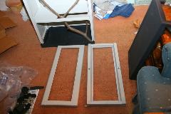 12- Door panels with holes cut out for glass.